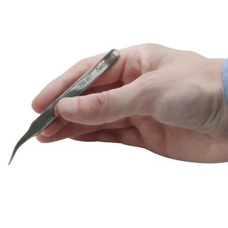 Amscope 4 3/8 in. General Purpose Curved Serrated Tip Tweezers TW-481-10PK